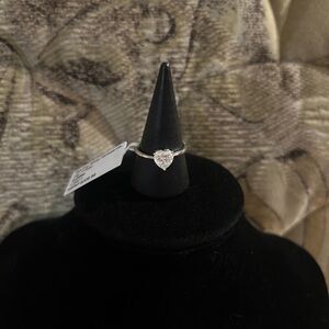 925 Sterling Silver Moissanite Heart Solitaire Ring - Size 8